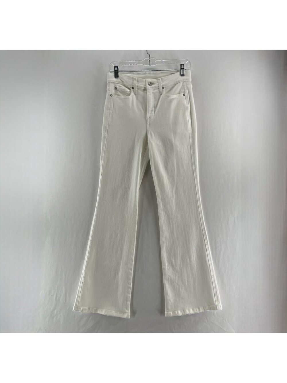 AYR The Really Really High Rise Flare Jeans Size 28S Stretch Denim Zip Fly White